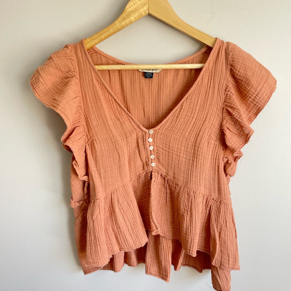 American Eagle Ruffle Sleeve Blouse